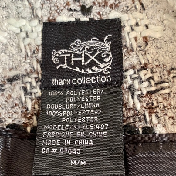 THX Elegant Black and White Plaid Blazer Jacket - Picture 2 of 9